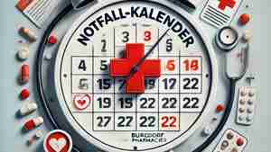 DALL·E 2025-01-22 11.32.45 - A symbolic image for a 'Notfall-Kalender' provided by Burgdorf pharmacies. The image features a modern calendar with red highlighted emergency dates,