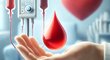 DALL·E 2024-12-27 16.02.53 - A symbolic image representing a blood donation drive_ a close-up of a human hand holding a bright red droplet, symbolizing blood, with a heart-shaped