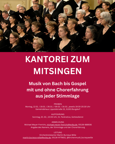 Einladung Kantorei zum Mitsingen 2026
