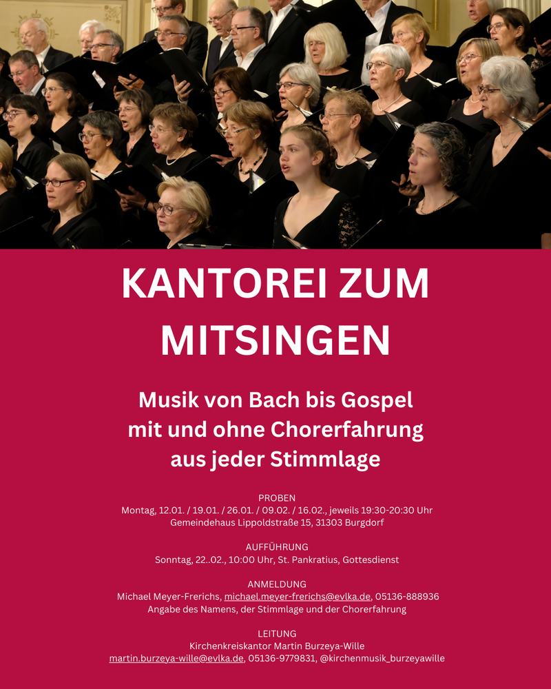 Einladung Kantorei zum Mitsingen 2026