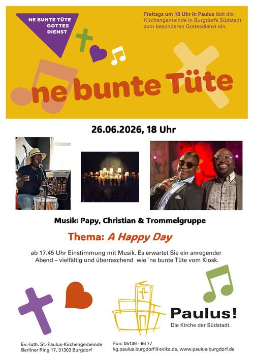Bunte-Tüte-Gottesdienst "A Happy Day" mit Papy Lunguangu in Burgdorf